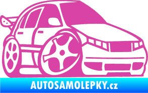 Samolepka Škoda Fabia 001 karikatura pravá růžová