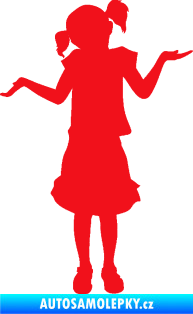 Samolepka Děti silueta 001 levá holčička krčí rameny červená
