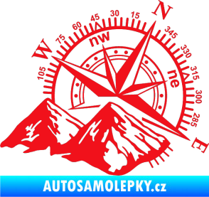 Samolepka Kompas 002 pravá hory červená