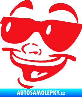 Samolepka Obličej 005 levá veselý s brýlemi červená