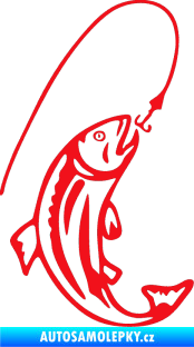Samolepka Ryba s návnadou 003 pravá červená