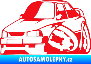 Samolepka Škoda 130 karikatura levá červená