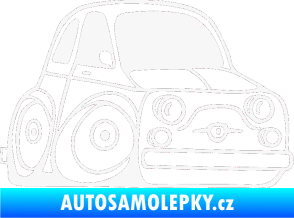 Samolepka Fiat 500 karikatura pravá bílá