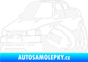 Samolepka Škoda 130 karikatura levá bílá