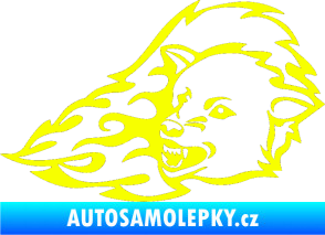 Samolepka Animal flames 036 levá vlk Fluorescentní žlutá