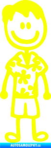 Samolepka Cartoon family táta Hawaii Fluorescentní žlutá