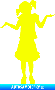 Samolepka Děti silueta 001 levá holčička krčí rameny Fluorescentní žlutá