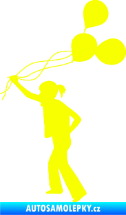 Samolepka Děti silueta 006 levá holka s balónky Fluorescentní žlutá