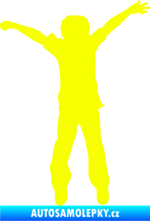 Samolepka Děti silueta 008 pravá kluk skáče Fluorescentní žlutá