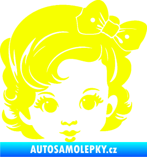 Samolepka Dítě v autě 110 pravá holčička s mašlí Fluorescentní žlutá