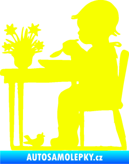Samolepka Interiér 001 pravá dítě u stolečku Fluorescentní žlutá