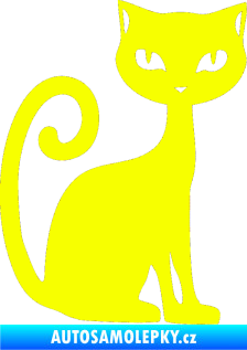 Samolepka Kočka 009 pravá Fluorescentní žlutá