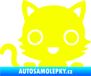 Samolepka Kočka 014 levá kočka v autě Fluorescentní žlutá