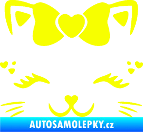 Samolepka Kočka 039 s mašličkou Fluorescentní žlutá