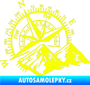 Samolepka Kompas 002 levá hory Fluorescentní žlutá