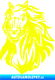 Samolepka Kůň 067 levá hlava s hřívou Fluorescentní žlutá