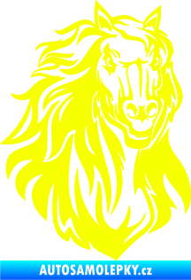 Samolepka Kůň 067 pravá hlava s hřívou Fluorescentní žlutá