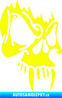 Samolepka Lebka 010 pravá s upířími zuby Fluorescentní žlutá