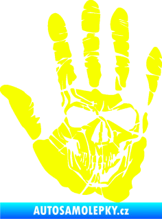 Samolepka Lebka 032 levá otisk dlaně Fluorescentní žlutá