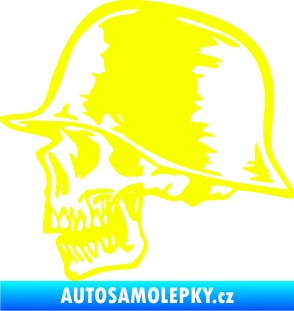 Samolepka Lebka s helmou levá Fluorescentní žlutá