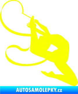Samolepka Moderní gymnastika 001 pravá gymnastka se stuhou Fluorescentní žlutá