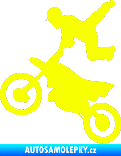 Samolepka Motorka 036 levá  motokros freestyle Fluorescentní žlutá