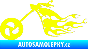 Samolepka Motorka 042 levá plameny Fluorescentní žlutá