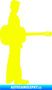 Samolepka Music 003 pravá hráč na kytaru Fluorescentní žlutá