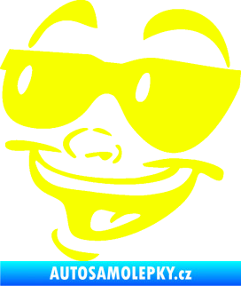 Samolepka Obličej 005 levá veselý s brýlemi Fluorescentní žlutá