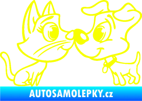 Samolepka Pejsek a kočička 003 pravá Fluorescentní žlutá