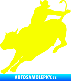 Samolepka Rodeo 001 levá  kovboj s býkem Fluorescentní žlutá
