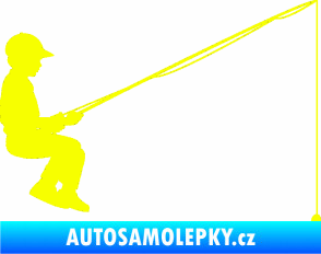 Samolepka Rybář 011 pravá chlapec s prutem Fluorescentní žlutá