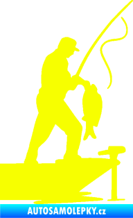 Samolepka Rybář 021 pravá s prutem Fluorescentní žlutá