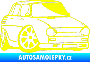 Samolepka Škoda 100 karikatura pravá Fluorescentní žlutá