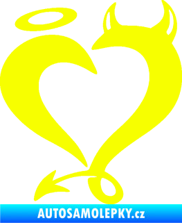 Samolepka Srdíčko 016 levá anděl s ďáblem Fluorescentní žlutá