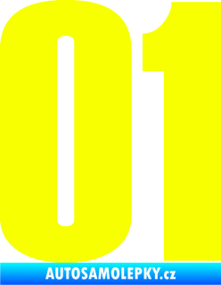 Samolepka Startovní číslo 01 typ 2 Fluorescentní žlutá