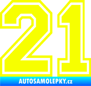 Samolepka Startovní číslo 21 typ 4 Fluorescentní žlutá