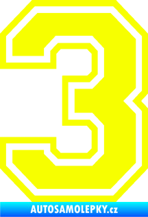 Samolepka Startovní číslo 3 typ 4 Fluorescentní žlutá