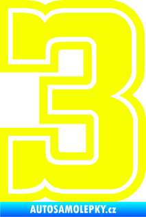 Samolepka Startovní číslo 3 typ 5 Fluorescentní žlutá