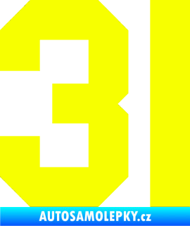 Samolepka Startovní číslo 31 Fluorescentní žlutá