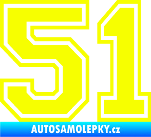 Samolepka Startovní číslo 51 typ 4 Fluorescentní žlutá