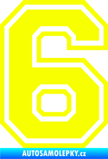 Samolepka Startovní číslo 6 typ 4 Fluorescentní žlutá