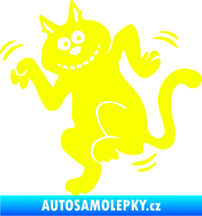 Samolepka Veselá kočka levá Fluorescentní žlutá