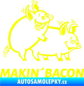 Samolepka Veselá prasátka makin bacon pravá Fluorescentní žlutá