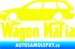 Samolepka Wagon Mafia 002 nápis s autem Fluorescentní žlutá