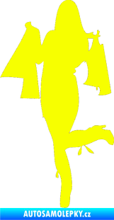 Samolepka Žena na nákupu 001 levá Fluorescentní žlutá