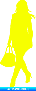 Samolepka Žena na nákupu 005 levá Fluorescentní žlutá