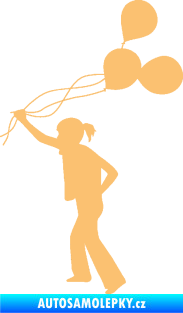 Samolepka Děti silueta 006 levá holka s balónky béžová