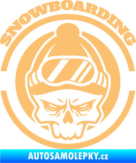 Samolepka Lebka snowboarding béžová