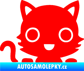 Samolepka Kočka 014 levá kočka v autě Fluorescentní červená